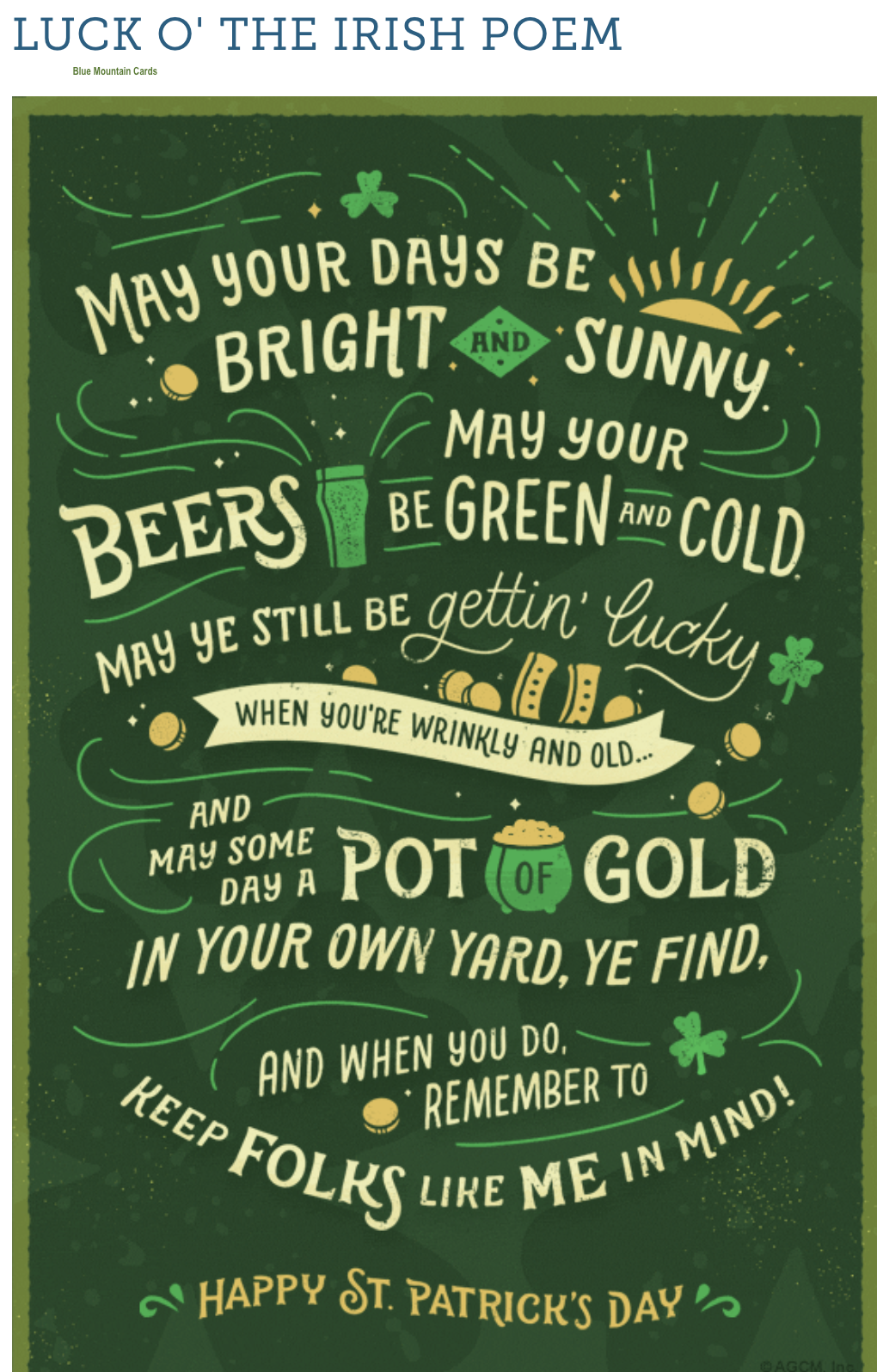 Luck of the Irish Poem