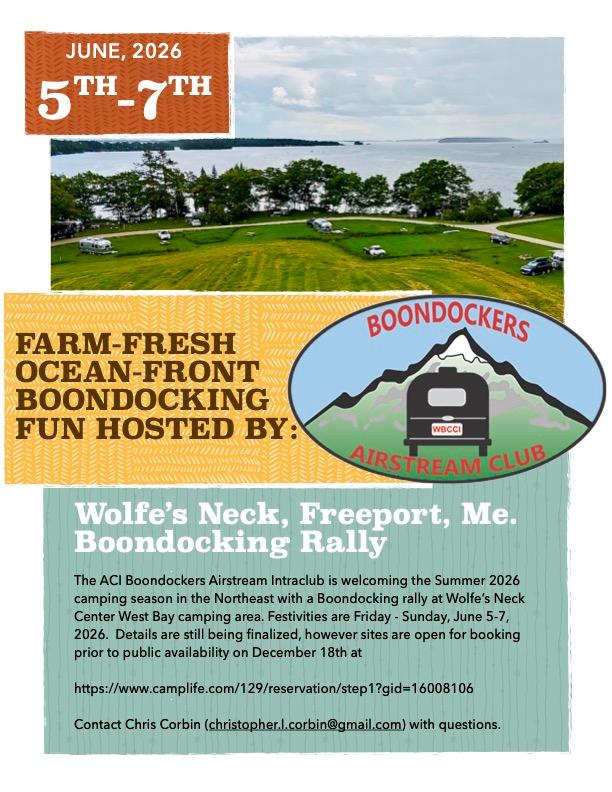 2026 Wolf's Neck Boondocking Rally Flyer