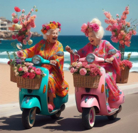 Girls on scooters