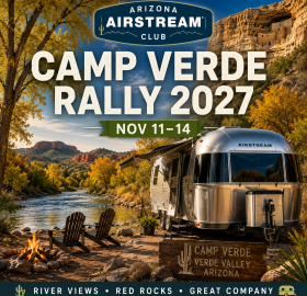 Image of an airstream near a lake 