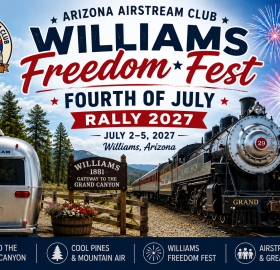Image of an airstream near a train